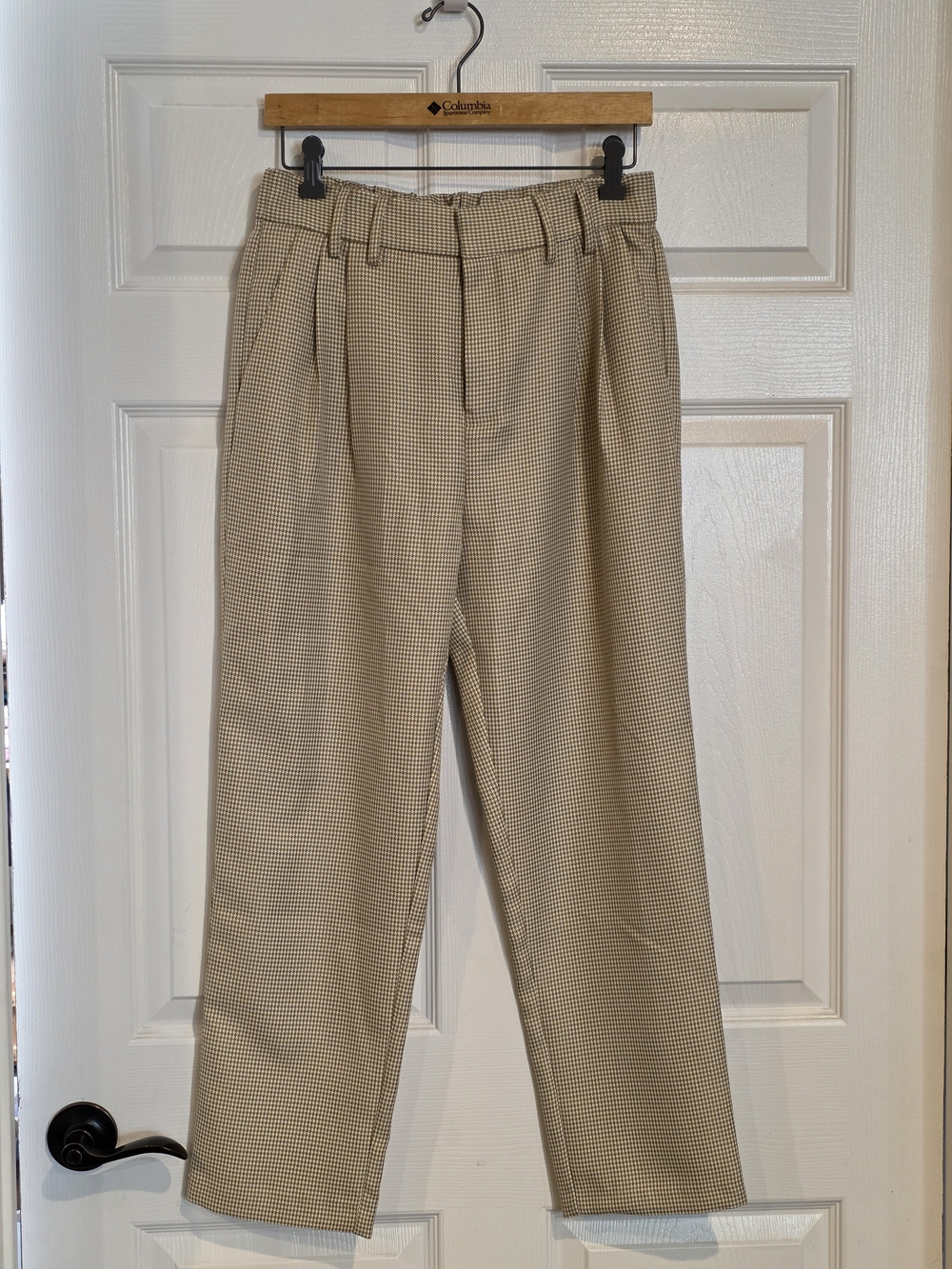 Steve Madden Beige Checked Pleated Trousers